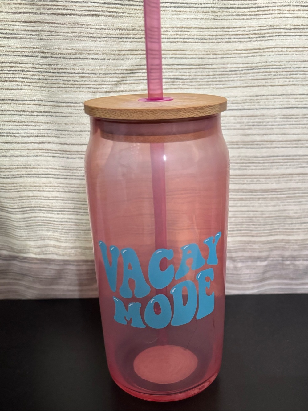Vacay Mode Pink Acrylic Tumbler with Bamboo Lid